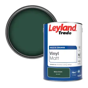 Leyland Trade Vinyl Matt Walls & Ceilings Emulsion Paint Moss Green (RAL 6005) 5L