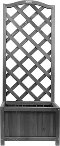 Wooden Lattice Planter, Rectangular Planter Trellis Panel For Climbing Plants, Raised Flower Bed for Outdoor/Indoor