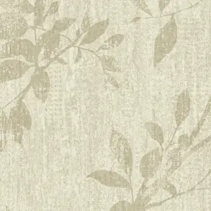 GoodHome Hirta Beige Metallic effect Floral Textured Wallpaper Sample