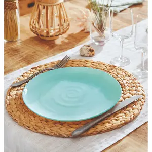 6X 19.5 Dessert Plate Ammonite Grey Opal Dinnerware Collections (Set of 6) Turquoise