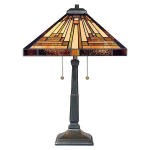 Elstead Stephen 2 Light Tiffany Table Lamp Vintage Bronze, E27