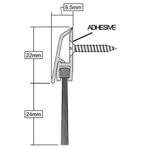 Chrome Draught Excluder Premium Door Strip Brush Seal Concealed Fixings 914mm