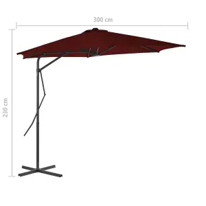 Berkfield Outdoor Parasol with Steel Pole Bordeaux Red 300x230 cm