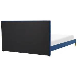 Velvet EU King Size Bed Navy Blue LIMOUX