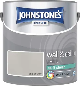 Johnstone's Wall & Ceiling Venice Grey Soft Sheen Paint - 2.5L