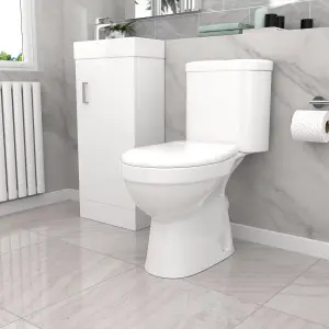 Nes Home White 400mm Basin Sink Vanity Unit and WC Toilet Set