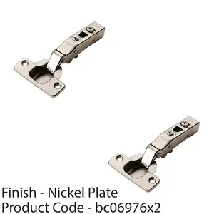 2 PACK - Adjustable Soft Close Cupboard Hinges - Polished Nickel - Half Overlay Cabinet