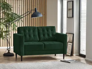 Furniturebox Jenna 2 Seater Emerald Green Velvet Sofa With Solid Wood Frame