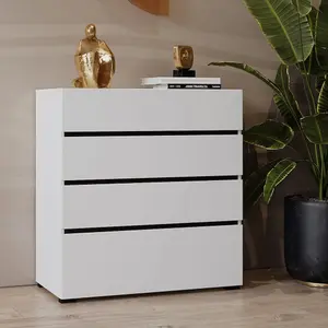 Kross 80cm Chest of Drawers in Crisp White - Sleek Storage Solution for Modern Bedrooms