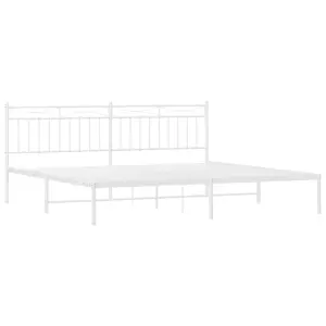 Berkfield Metal Bed Frame with Headboard White 200x200 cm