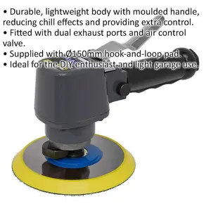 150mm AIR Random Orbital Sander - 1/4" BSP - Variable Speed Hook & Loop Pad