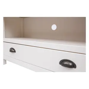 Lovere Off White 1 Drawer TV Cabinet Brass Cup Handle