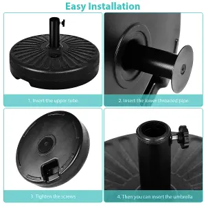 Costway Patio Parasol Umbrella Base Stand Water Fillable Parasol Base W/ Hidden Handle