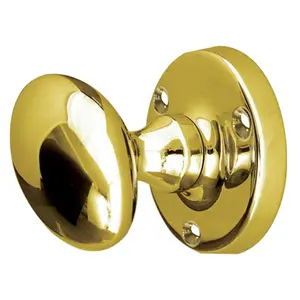 AFIT Polished Brass Oval Mortice Knob Set Sprung - Pair