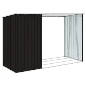 Peace Garden Firewood Shed 245x98x159 cm Galvanised Steel Black