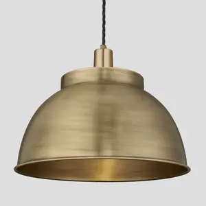 Industville Sleek Dome Pendant, 17 Inch, Brass, Brass Holder