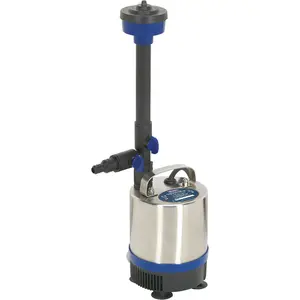 Stainless Steel Submersible Pond Pump - 1750L/Hr - 4 x Fountain Heads - 230V