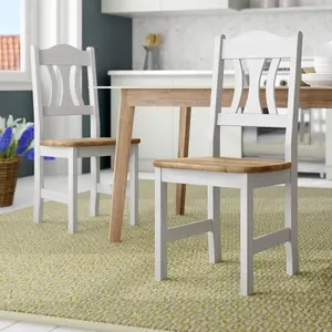 Kristel Solid Wood Dining Chair (Set of 2) White-lime-coloured