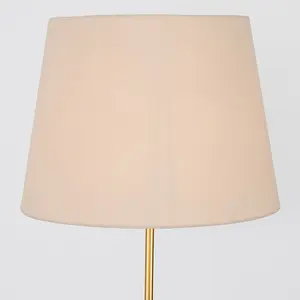 ValueLights Modern Gold Metal Standard Floor Lamp With Beige Tapered Shade - Includes 6w LED Bulb 3000K Warm White