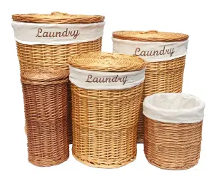 Wicker Round Laundry Basket With Lining Honey Laundry Basket Large 59x44cm