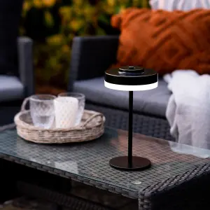 Auraglow Kensington Rechargeable Outdoor Table Lamp - Black