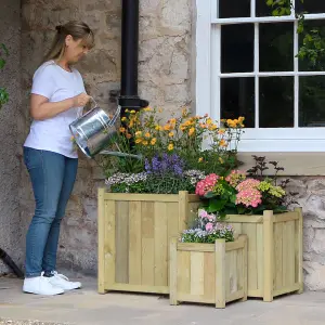 Zest Set of 3 Holywell Wooden Square Garden Planters Flowers