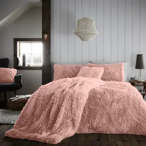 Wilfred Solid Colour Duvet Cover Set with Pillowcases Pink / Single - 1 Standard Pillowcase