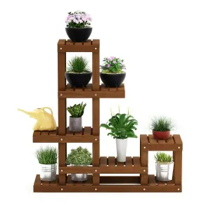 Furinno Tioman Hardwood Flower Stand in Teak Oil, Natural