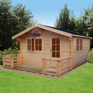 Shire Kinver 12x14 ft & 1 window Apex Wooden Cabin with Felt tile roof - Assembly service included