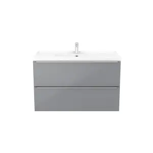 GoodHome Imandra Grey Wall-mounted Vanity unit & basin set - Includes Lana basin (W)1004mm