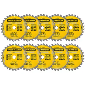 TOUGH MASTER Circular Saw Blade 165mm Pack of 10 Professional TCT Mitre Saw Circular Saw Blade 165 x 20 x 28T