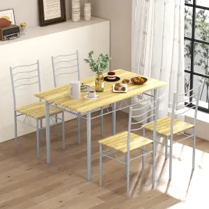 Costway 5 PCS Dining Table Set w/ Rectangular Tabletop Industrial Kitchen Table 4 Chairs Set