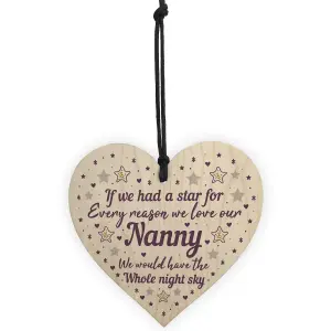 Red Ocean Cute Nanny Heart Wooden Plaque Mothers Day Gift Nanny Birthday Gift Grandparent Gifts Keepsake