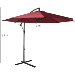 Oakland 300cm Cantilever Parasol Red