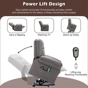 Power Lift Recliner,Lift Chairs Recliners for Elderly, Electric Massage Heating Chair for Seniors Living Room Armchair-Tech cloth