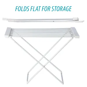 Homefront Electric Heated Clothes Horse Rail Airer Dryer 130W - Indoor Portable Free Standing - Energy Efficient, Low Energy