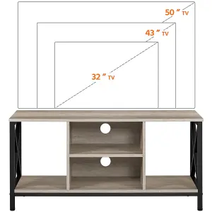 Yaheetech Grey 106 cm Wide TV Stand with Storage Shelves and Cable Management