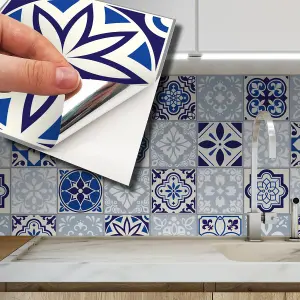 Walplus Blue Grace Mediterrranean Combo Tile Stickers