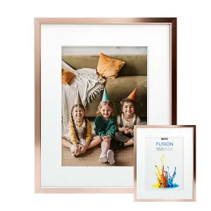 Kenro Fusion Series Rose Gold Metal Photo Frame 10x12 Inch / 25x30cm with Picture Mat for Photo 8x10 Inch / 20x25cm - FNC2025RG