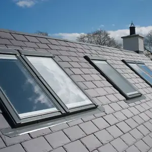 Keylite White PVC Centre Pivot Roof Window with Hi-Therm Glazing With Slate Flashing Kit