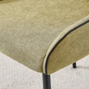 Furniturebox UK Beaumont 2x Sage Green Fabric Black Leg Dining Chair