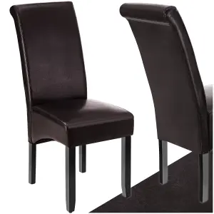 Dining Chair - ergonomic seat shape, high backrest, padded, faux leather - brown