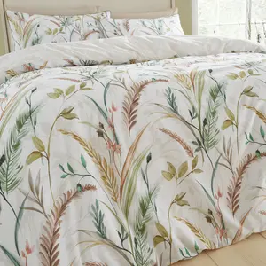 Anhthu Cotton Floral Duvet Cover Set with Pillowcases Beige / Single Duvet Cover + 1 Standard Pillowcase