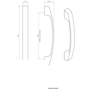 Curved Bridge Pull Handle 169 x 14mm 128mm Fixing Centres Satin Nickel