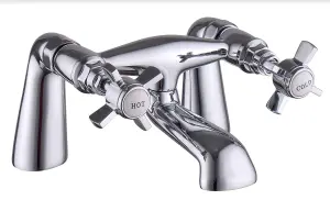 VURTU Bensham Bath Filler, 1/4 Turn, Dual Lever Ceramic Disc, High/ Low Water Pressure, 140(H) x 224(W), Chrome, 641583