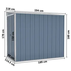 Berkfield Wall-mounted Garden Shed Grey 118x194x178 cm Galvanised Steel