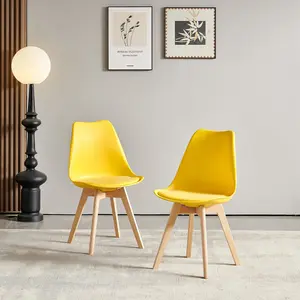 Nero Upholstered Dining Chair (Set of 2) Yellow / Oak