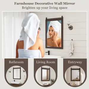 Costway Wall Mounted Mirror Vanity Make Up Farmhouse Wall Mirror Rectangle Decorative Mirror