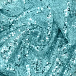 Neel Blue 11x108 Inch Shimmer Sequin Table Runner Glitter Fabric, Turquoise