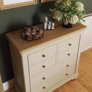 6 Drawer Solid Oak Putty Chest Of Drawers Ready Assembled